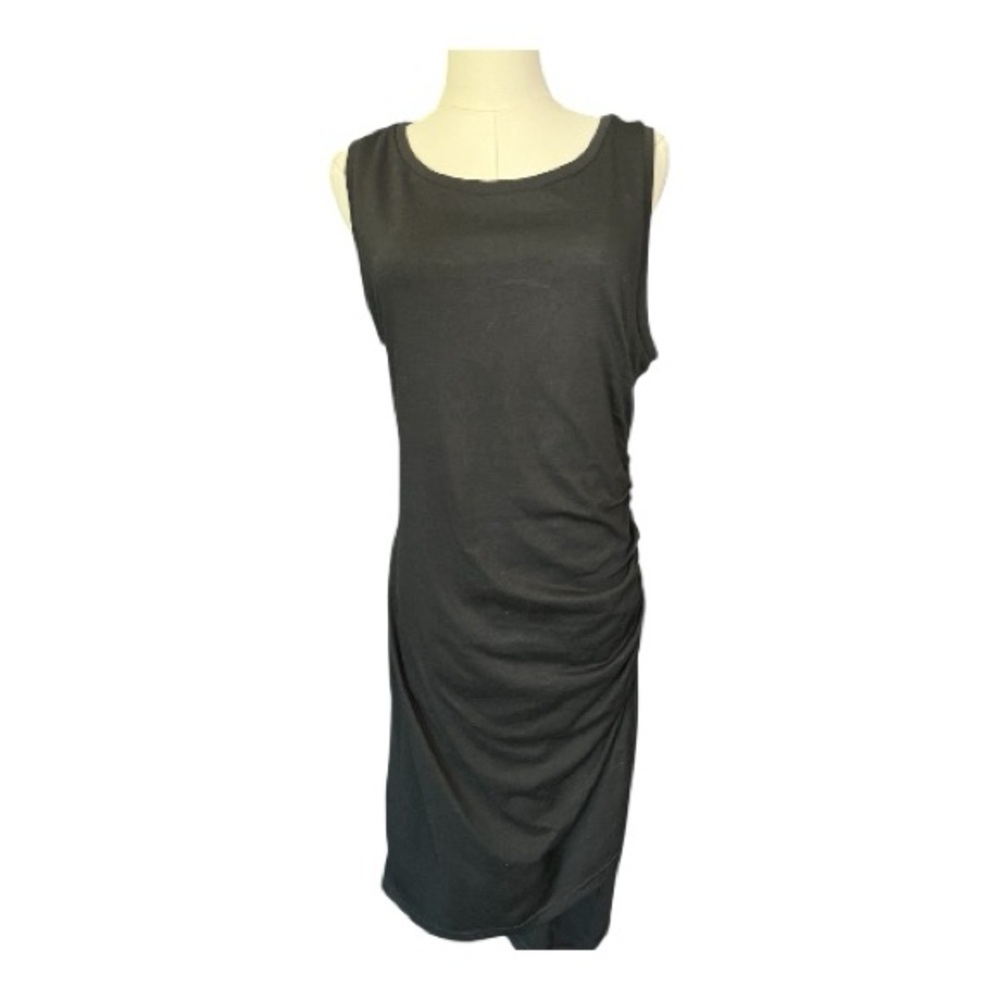EUC Leith black ruched bodycon black sleeveless dress | size large | LBD